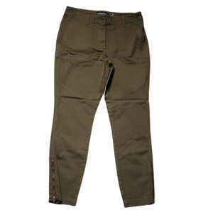 NWOT Army Olive Green Denim Pants Ankle Zipper‎ Grunge Minimalist Utility - 28